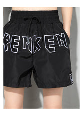 Women Elastic Waist Printing Personality Casual Shorts